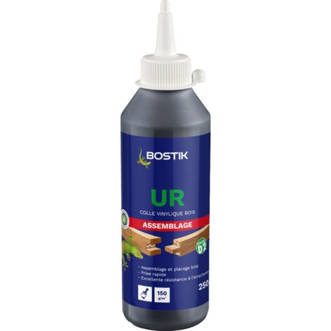 Bostik – Colle UR ultra rapide 250 g – Pour assemblage bois toutes essences – Prise rapide 4 à 8 min – Résistance jusqu'à 70°C