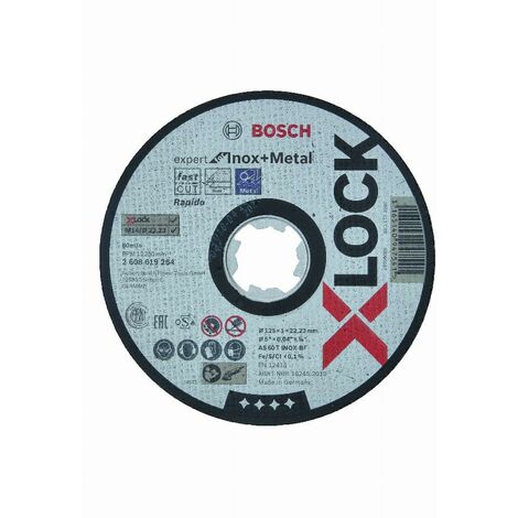 Bosch – Disque à tronçonner X-LOCK Ø125mm – 1mm épaisseur – Pour inox et métal – Oxyde d'aluminium premium – Sécurité renforcée