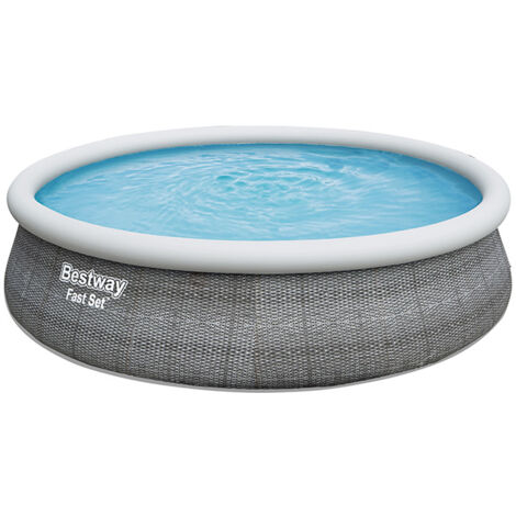 Bestway – Piscine gonflable Fast Set ronde 457x107 cm – Matériau TriTech robuste – Capacité 12 362 litres – Montage facile sans outils