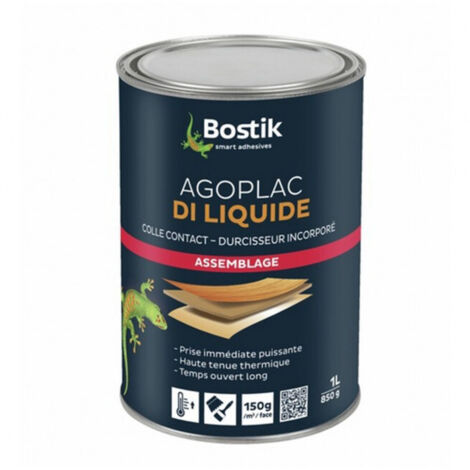 Bostik – Colle néoprène liquide 1L – Pour bois, ciment et métaux – Prise initiale rapide – Résistance thermique élevée