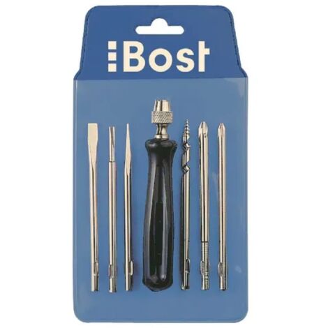 Coffret de tournevis multilames 4 lames – Pour espaces confinés – Vissage rapide en série – 674050 – Bost