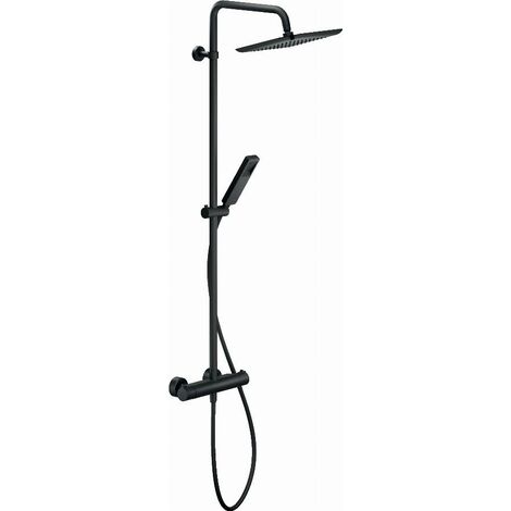 Colonne de douche thermostatique avec pomme de douche carrée et douchette - NOBILI - Noir mat - VV103030/31BM
