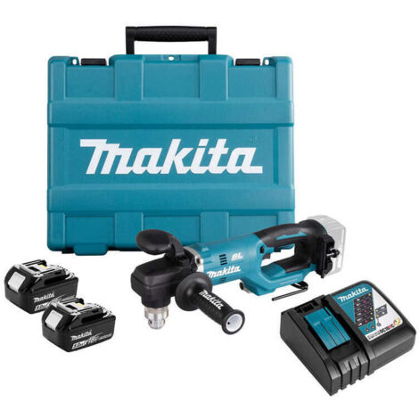 Makita – Perceuse visseuse d'angle 18V avec 2 batteries 5.0Ah – Moteur Brushless – Couple 70Nm pour bois dur – DDA450RTE (1/10)