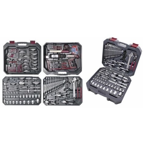 Kraftwerk – Coffret d'outils universel 243 pièces – Douilles 1/4' et 1/2' – Cliquet avec éjection – Clés mixtes 6 à 19 mm – Embouts variés (1/5)