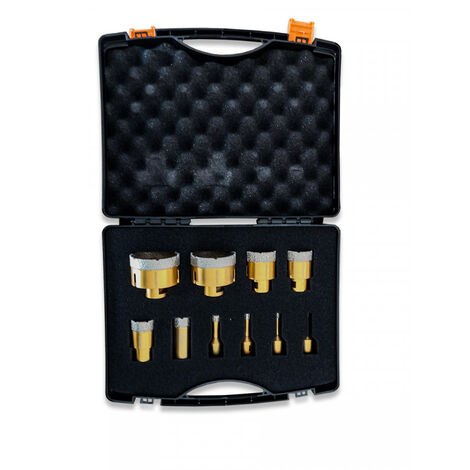 Edma – Coffret de 10 trépans diamantés pour meuleuse – Diamètre max 68mm – Pour céramiques et grès – Vitesse 14000 RPM – 252055