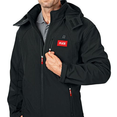 Flex – Veste de travail chauffante softshell – Résistante à l'eau et au vent – 3 zones de chauffage – Adaptateur USB pour charge smartphone (1/5)