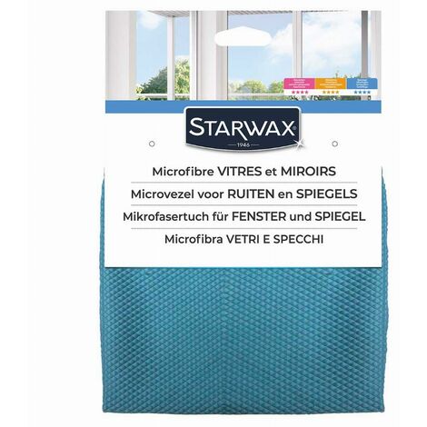 Starwax – Chiffon microfibre spécial vitres et miroirs – Lavable 100 fois à 60°C – Technologie nid d’abeilles pour finition sans trace
