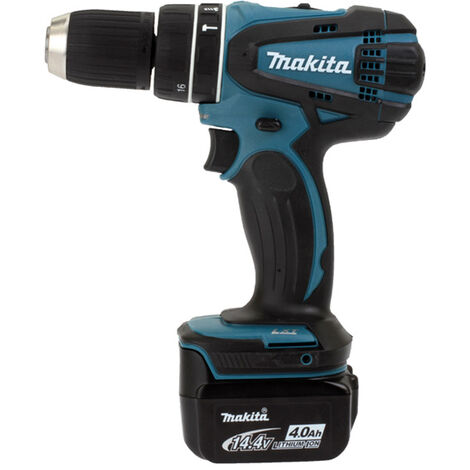 Makita – Perceuse visseuse à percussion 14.4V avec 2 batteries 4Ah – Mandrin auto-serrant 13mm – Moteur quadripôle – DHP446RMJ - ION 4 AH (1/3)