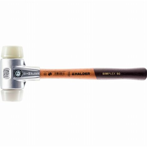 Maillet HALDER SIMPLEX Superplastique / plastique avec boîtier en aluminium et manche en bois - D=60 mm - 3178.060 (1/2)