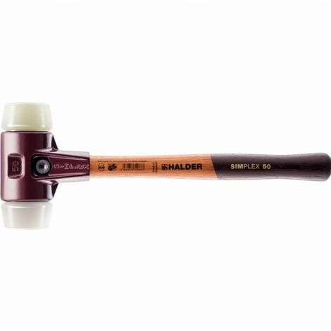Maillet HALDER SIMPLEX Superplastique / nylon avec boîtier en fonte malléable et manche en bois - D=60 mm - 3078.060 (1/2)