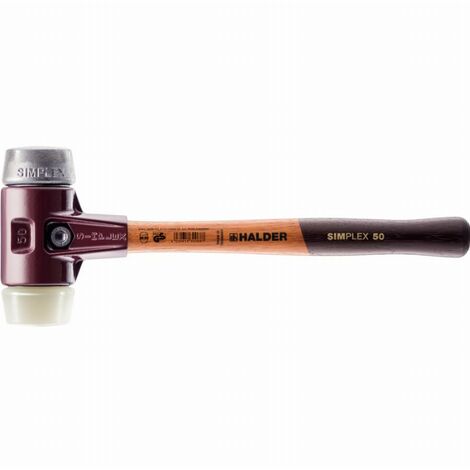 Maillet HALDER SIMPLEX nylon / métal doux, avec boîtier en fonte malléable et manche en bois de haute qualité - D=60 mm - 3089.060 (1/2)