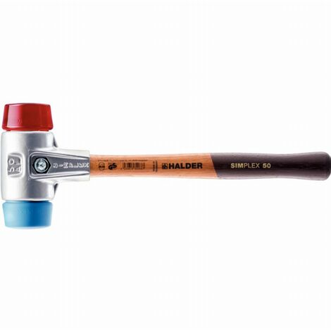 Maillet HALDER SIMPLEX TPE souple / plastique avec boîtier en aluminium et manche en bois - D=60 mm - 3116.060 (1/2)