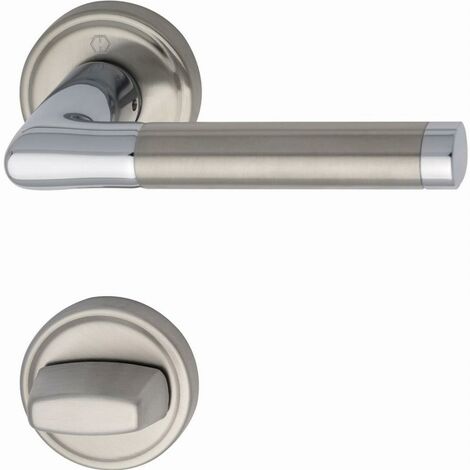 Hoppe – Ensemble sur rosace Capri WC – Laiton chromé aspect inox mat – Garniture certifiée DIN EN 1906 pour bâtiments publics