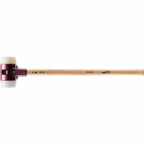 Marteau de frappeur HALDER SIMPLEX Superplastique / nylon avec boîtier en fonte malléable, manche en bois hickory de haute qualité - D=80 mm - 3078.081 (1/2)