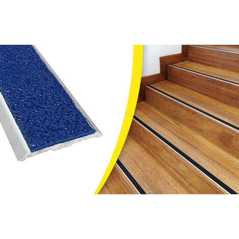 Nez de marche antidérapant plat à visser 41x3000mm – Antidérapant supérieur à 30mm – Pose facile avec rail pré-percé – Pour escaliers – Wattelez
