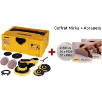 Mirka – Pack ponceuse orbitale DEROS II Pro 5650CV Ø 125/150 mm – Moteur sans charbon – 5 mm d'excentricité – Coffret avec 100 disques Abranet