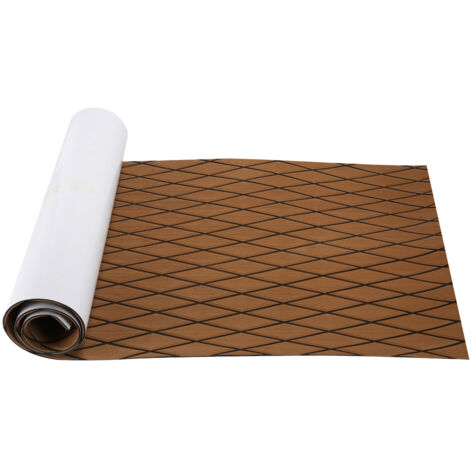 Fullfire Pavimento Per Barche In Schiuma EVA Autoadesivo – Finto Teak Marrone Con Linee Nere, 238x119 Cm, Antiscivolo E Anti-UV