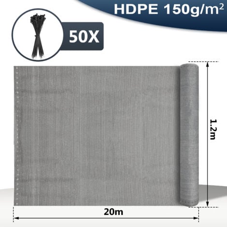 Schermo 1.2x20m - Schermo oscurante con trama rinforzata da 150 g/m2 - Frangivento per giardino, terrazza e balcone - antracite