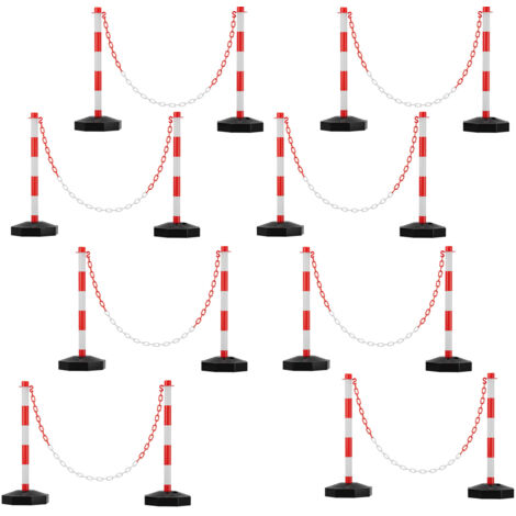 Coppia Dissuasori Con Catena Plastica - Paletti 900mm, Rosso/Bianco, Per Code E Parcheggi - Foto 3