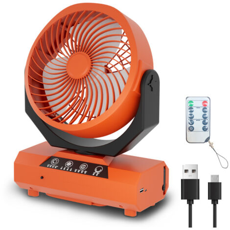 Ventola Ricaricabile Da Campeggio Con Batteria 20000 MAh, 22,9 Cm, 4 Velocità, Oscillante, Con Luce LED E Telecomando, Timer Fino A 60 Ore