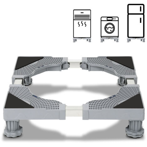 Supporto per lavatrice regolabile con 4 ruote Carrello per lavatrice mobile Lunghezza/larghezza 45-65 cm Supporto per asciugatrice e frigorifero 4 ruote Tappetino antivibrante 4/8 gambe (grigio, 8 g
