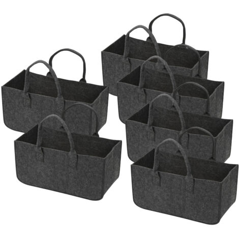 Cestino In Feltro Per Legna Da Camino - 50x25x25 Cm, Nero, Per Giornali O Legna - Foto 10