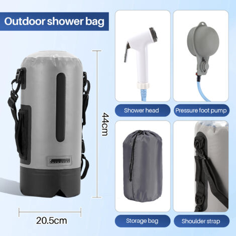 König Design Doccia Solare Da Campeggio Pieghevole, Sacco Acqua Caldo Portatile 20/25L Con Soffione, Per Giardino E Viaggi