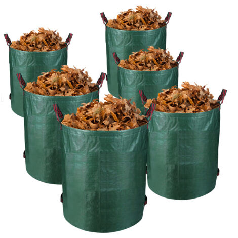 3 Sacchi Per Rifiuti Da Giardino Da 500L Con 4 Manici - Tessuto PP Impermeabile, Resistente, Riutilizzabile, Con Cerchio Apri-borsa E Guanti Inclusi - Verde - 2