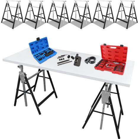 Peviasot Set Di 6 Cavalletti Telescopici Per Ponteggi, Cavalletti Pieghevoli Con Altezza Di Lavoro Variabile 80-130 Cm, Regolabili In Altezza In 7 Posizioni, Cavalletti In Metallo Con Capacità Di - Foto 11