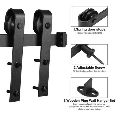 SWANEW Sistema de puerta corredera Stripes 363cm Riel de puerta corredera Accesorios para puertas de madera