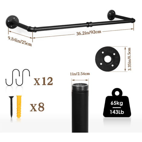 Tubo Para Colgar Armarios Perchero De Pared Industrial 300kg