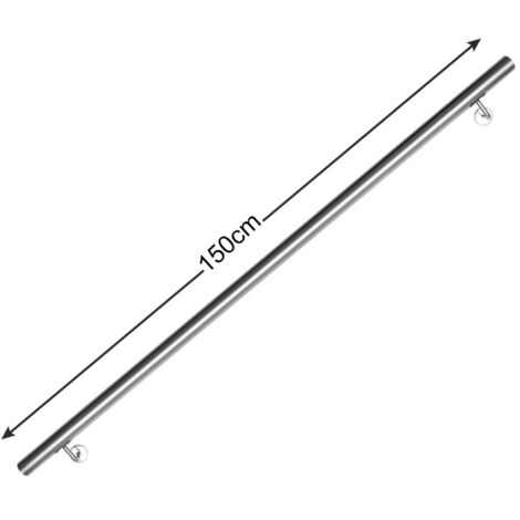 Pasamanos De Acero Inoxidable V2A De 33,7 Mm Pulido En Grano 240, Pasamanos De Pared De Hasta 6 Metros Con Tapas Ligeramente Curvadas