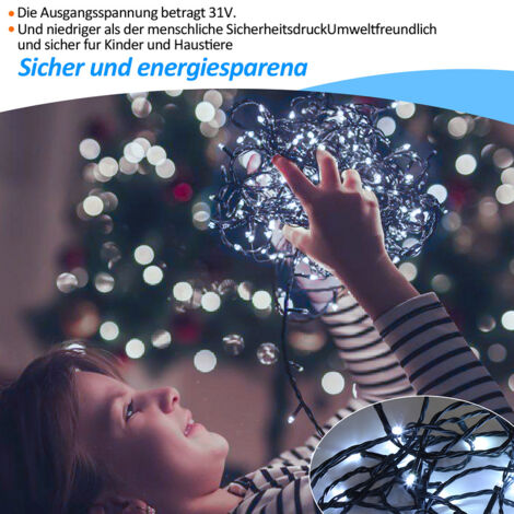SWANEW Guirnalda luminosa LED 10m 100 LEDs Decoración Navideña – Decoración para Bodas, Navidad, Interior y Exterior Blanco Frío