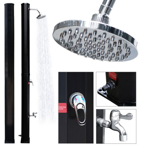 Ducha Solar Inoamity 35L | Temperatura Hasta 60°C | Rociador 360° | Grifo De Pie | Ideal Para Jardín, Piscina Y Camping