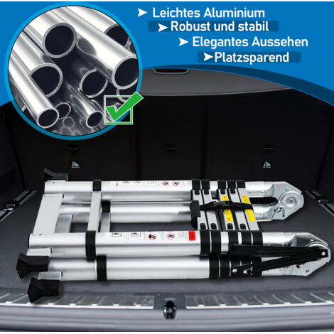 SWANEW Escala Telescópica De Aluminio Multiuso 3.8M Escala Estable Escaleta De Aluminio Hasta 150kg Negro Con Ganchillo 87713802