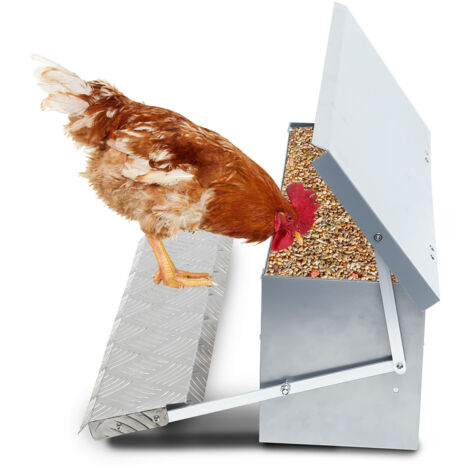 Comedero Automático Para Gallinas Con Pedal - 5 Kg Capacidad - Acero Inoxidable - Para Pollos, Patos Y Pavos