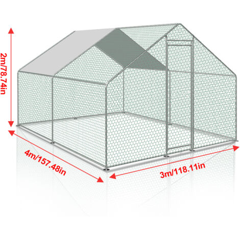 Gallinero Exterior Eikuavons De 3x8x2 M: Con Techo En Cúpula, Cerradura Y Tela Impermeable, Ideal Para Gallinas, Patos O Conejos