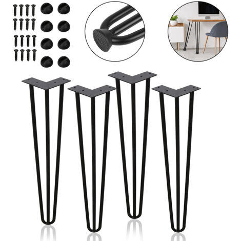 Juego De 4 Patas Horquilla Premium + Tornillos Y Protectores De Piso - Modernas Para Mesas Y Muebles