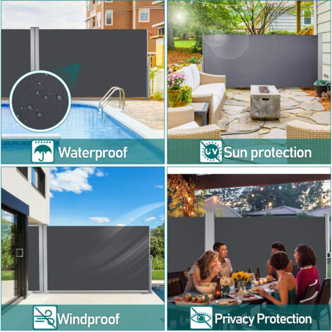 Toldos Exterior Terraza Enrollable AUFUN Toldo Lateral Doble Extensible Separador Retráctil Protector Solar