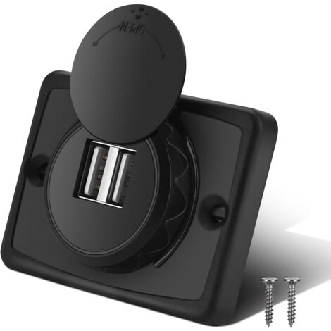 SJLERST Presa per caricabatterie con porta USB doppia ABS nera per auto 3.1A Presa 12V LED impermeabile (1/5)