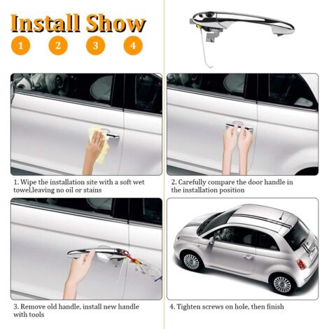 Maniglia Porta Esterna Cromata Per Fiat 500 - Lato Passeggero Destro, Ricambio Aftermarket