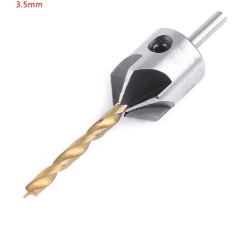 SJLERST Punta da trapano svasatore per carpenteria per la lavorazione del legno, gambo rotondo con chiave esagonale (3,5 mm)