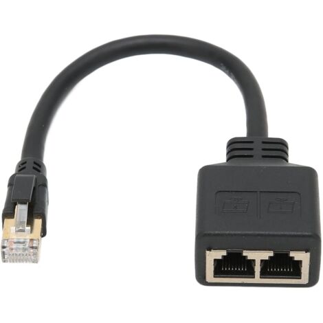 Adattatore Splitter Ethernet RJ45 1 Maschio A 2 Femmine - 16cm, Per Cat5/Cat6/Cat7, Nero