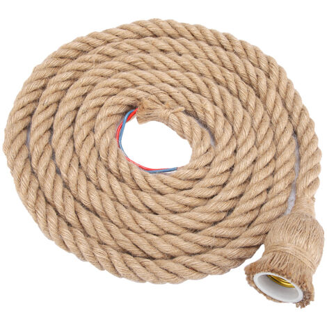 SJLERST Portalampada per lampada a sospensione con base per lampada da soffitto in corda di canapa vintage E27 da 3 m 85-265 V