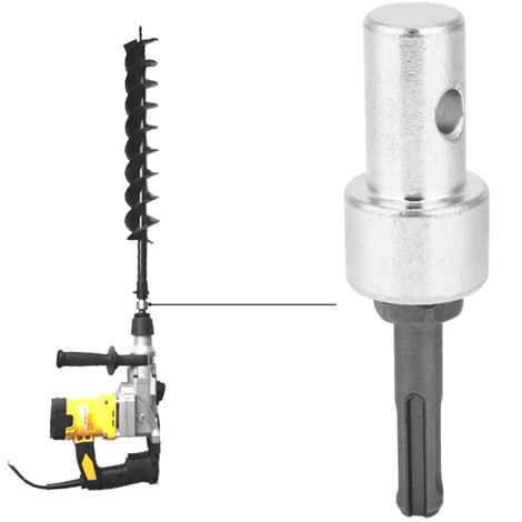 SJLERST Adattatore per punta da trapano per trapano elettrico con connettore per coclea di terra, pergolato, codolo rotondo, 2 fosse, 2 slot