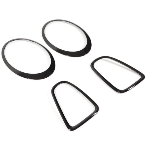 Anelli Fari Anteriori In Nero Lucido Per Mini R55 R56 R57 R58 R59 (2005-2015) - Set Sinistro E Destro