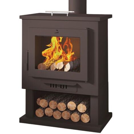 Fm Calefaccion – Poêle à bois acier avec four supérieur – Longueur bûche 50 cm – Puissance 15.1 kW – Rendement 74% – Range-bûches intégré