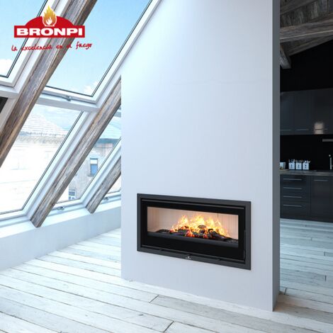 Insert à bois canalisable raccordable - BRONPI Cairo 110 15 kW  Avec kit ventilation - Foyer en céramique
