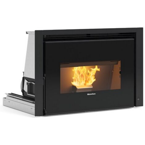 Extraflame – Insert cheminée à granules ventilé 12 kW – Volume de chauffe 344 m³ – Rendement 91.8% – Diamètre sortie fumées 80 mm