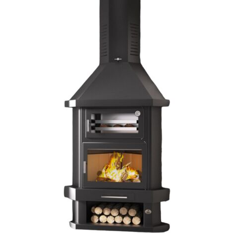 Cheminée d'angle avec four 10.4 kW – Puissance 13.8 kW – Rendement 79% – Volume de chauffe 295 m3 – Acceptant bûches 62 cm – Fm Biomasa (1/5)